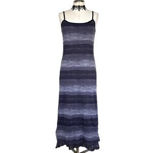 Vtg 90's Stripe Paisley Grunge Whimsigoth Gothic Alt Summer Dress Mesh Sz M